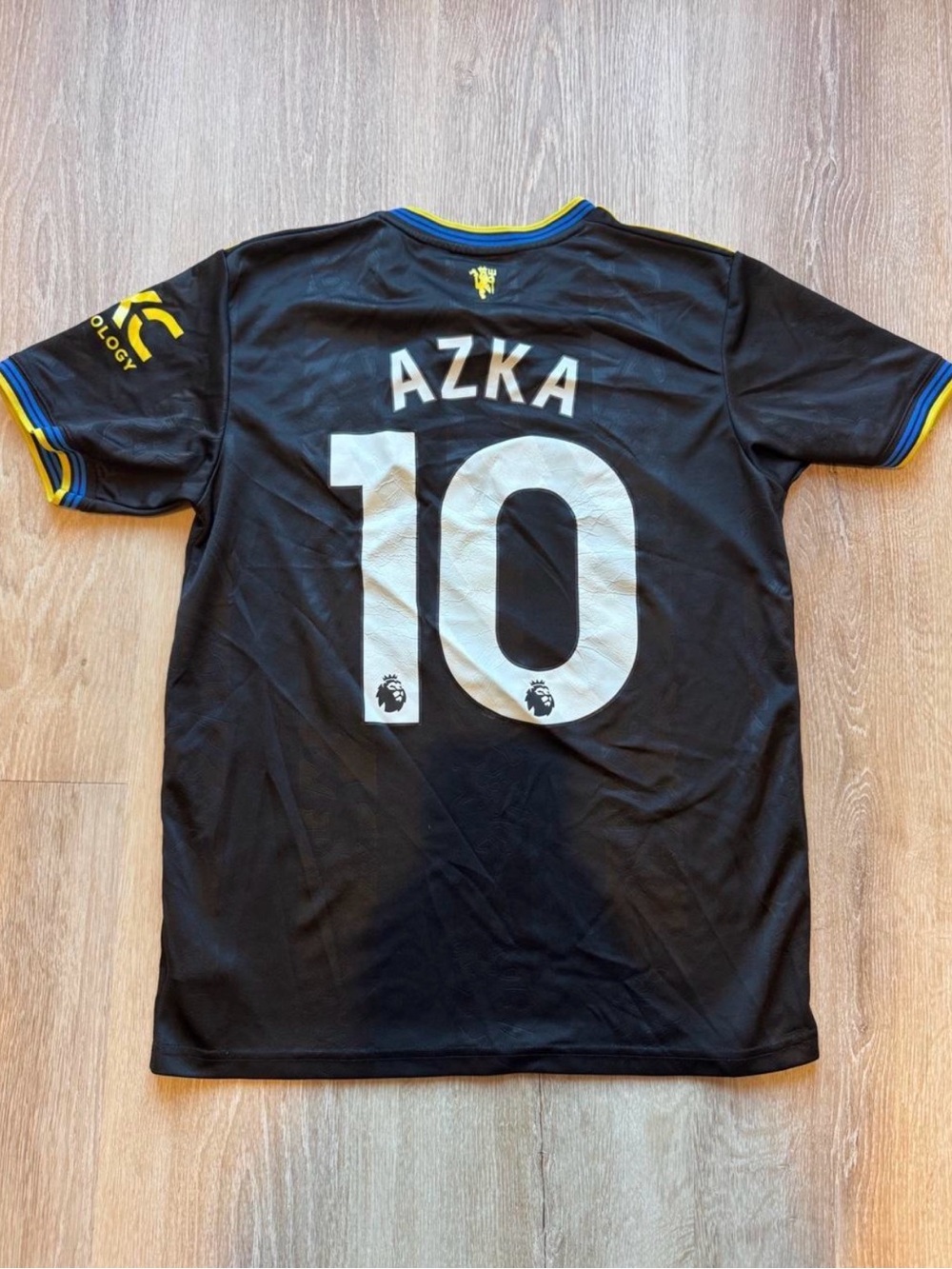 adidas Black AZKA #10 Football Jersey with Yellow & Blue Trim